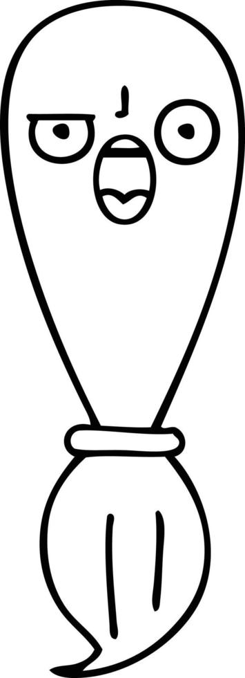 line drawing cartoon paint brush vector