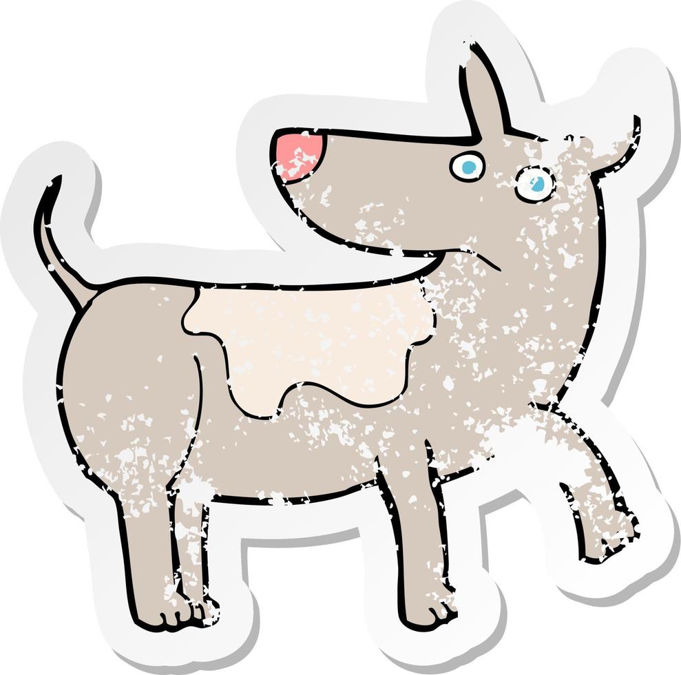 retro distressed sticker of a funny cartoon dog vector