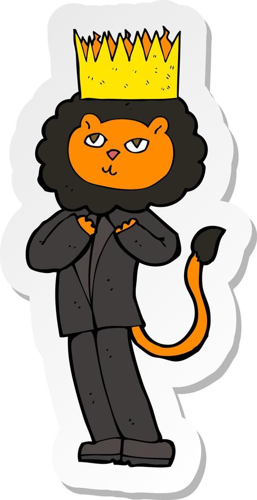 sticker of a cartoon king of the beasts vector