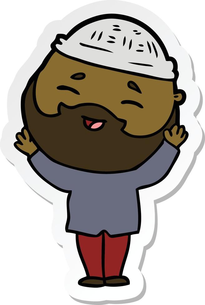 sticker of a cartoon happy bearded man vector