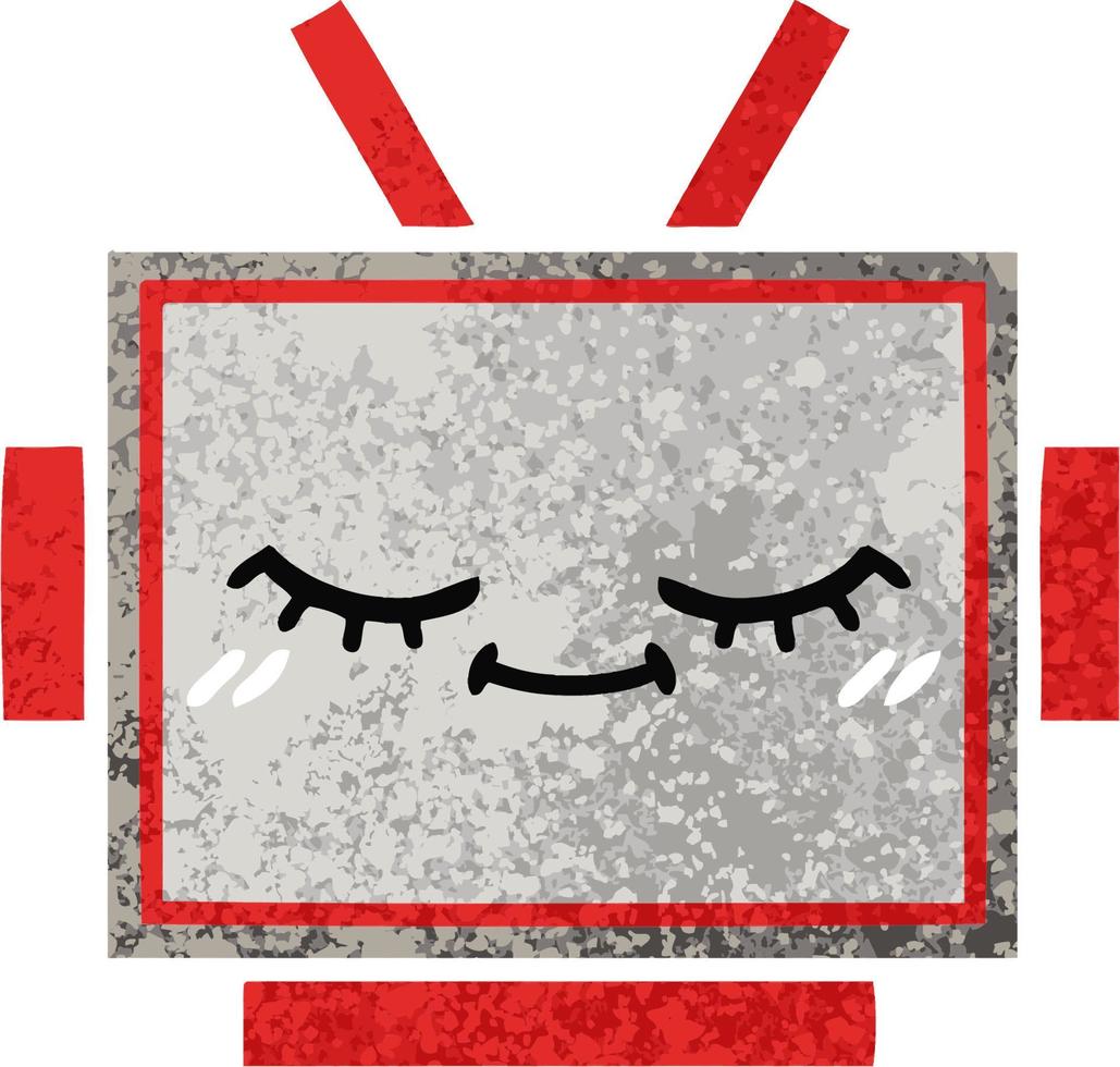 retro illustration style cartoon robot head vector
