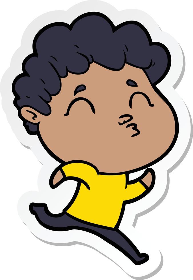 sticker of a cartoon man pouting vector