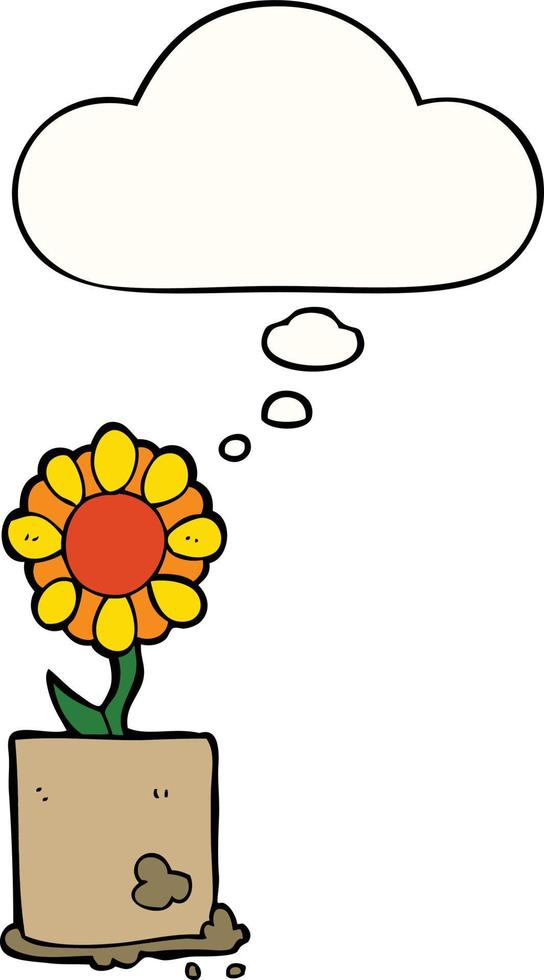 cartoon flower and thought bubble vector