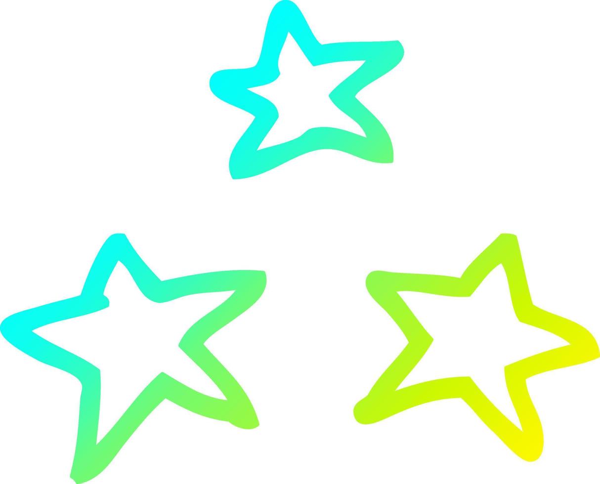 cold gradient line drawing cartoon stars vector