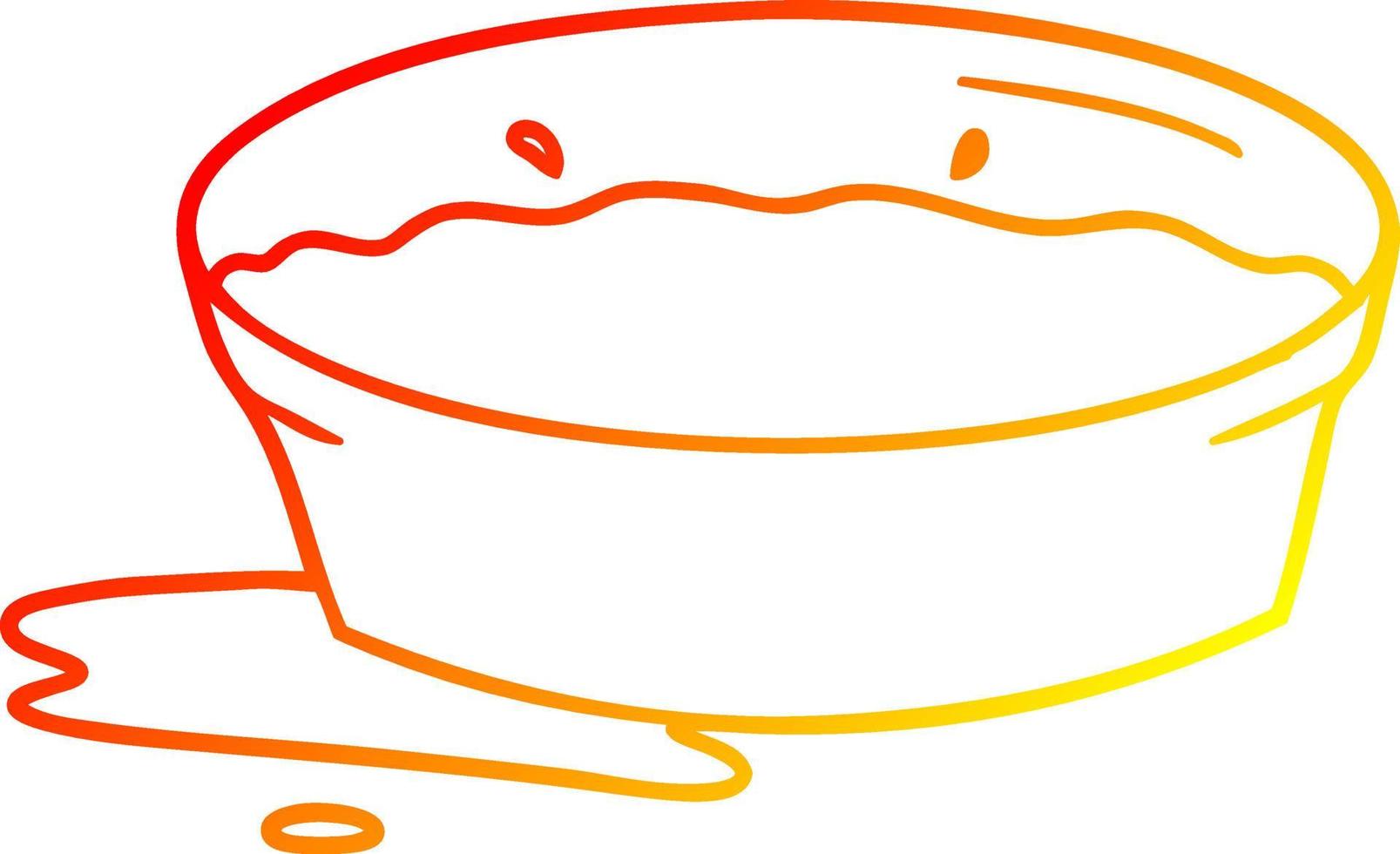 warm gradient line drawing cartoon dog water bowl vector