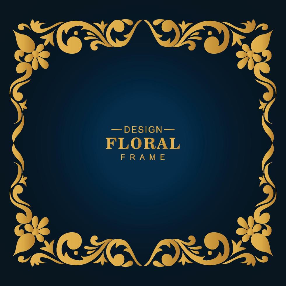 Modern golden luxury decorative floral frame design vector