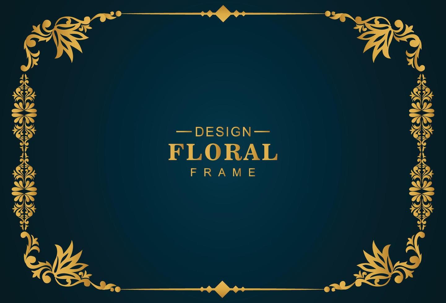 Decorative artistic luxury golden floral frame background illustration vector