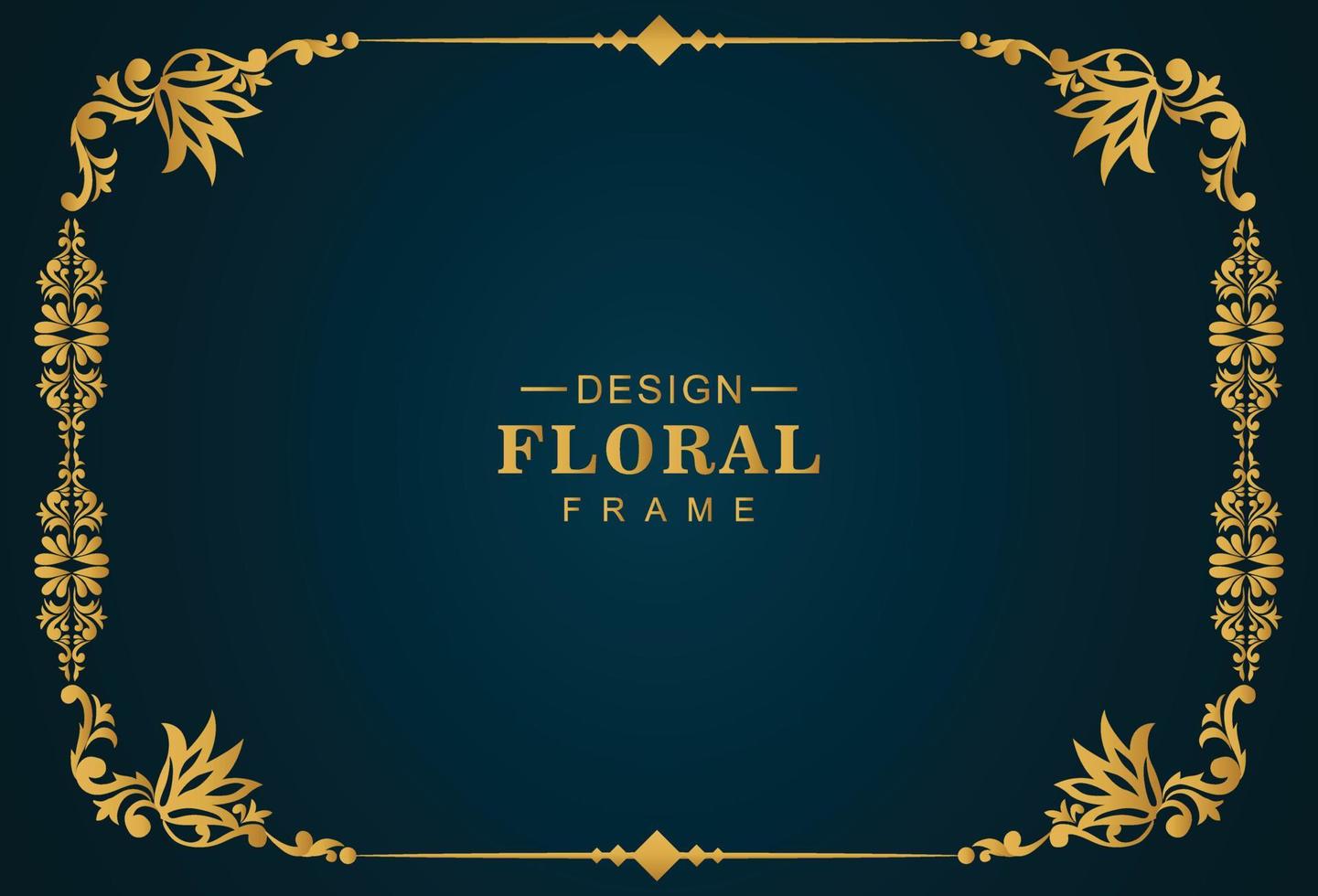 ilustración de fondo de marco floral dorado de lujo artístico decorativo vector