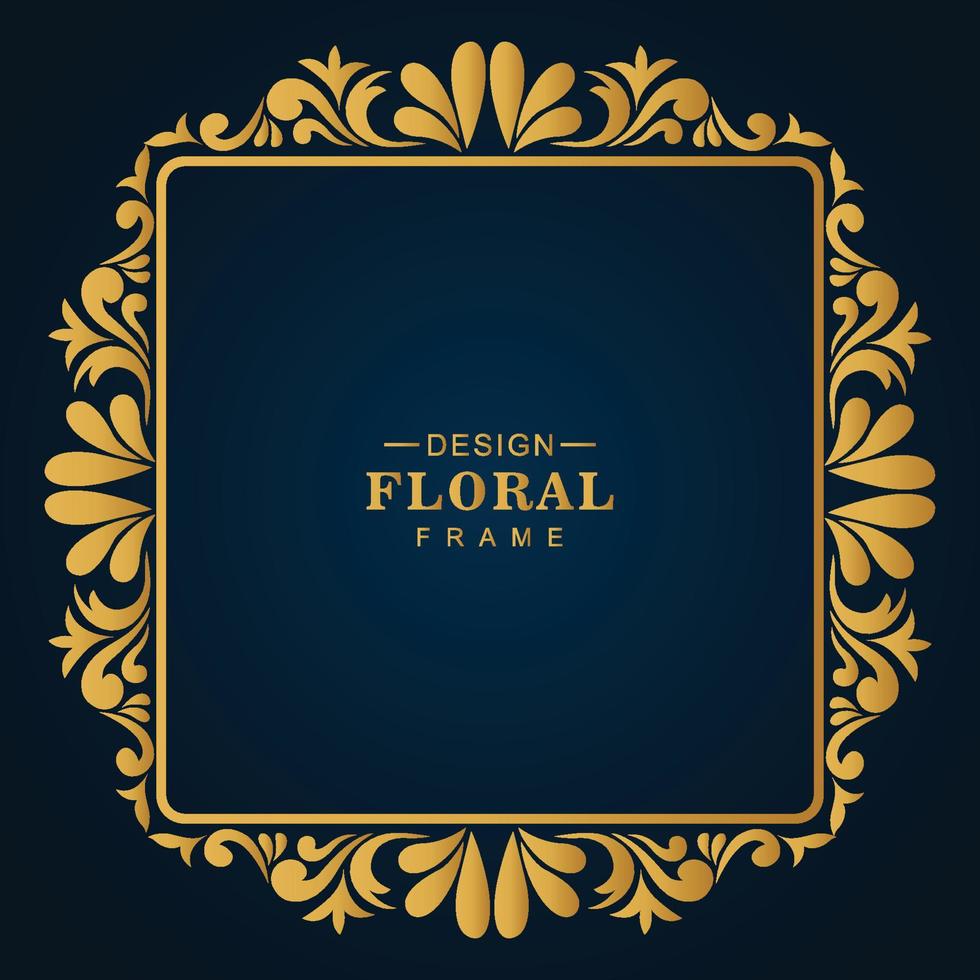 Modern golden luxury artistic floral frame background vector