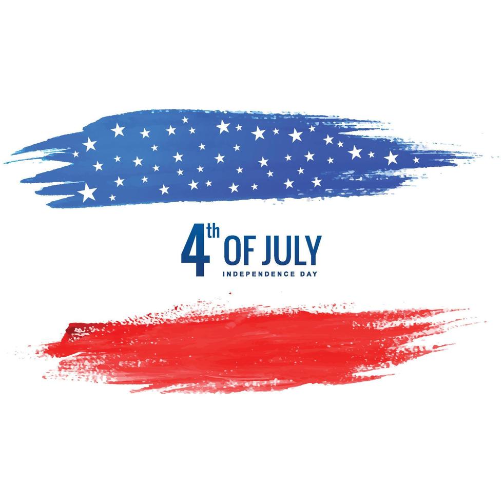 Happy independence day of america on watercolor brush stroke design vector