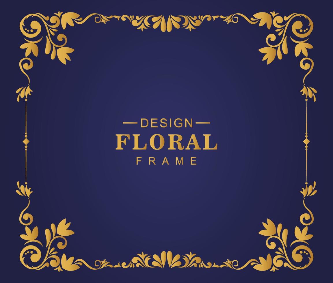 Decorative artistic luxury golden floral frame background illustration vector