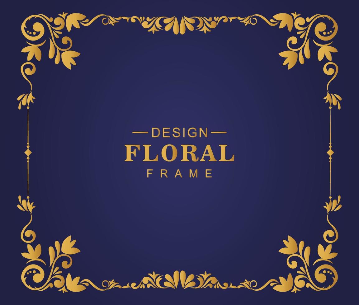 Decorative artistic luxury golden floral frame background illustration vector