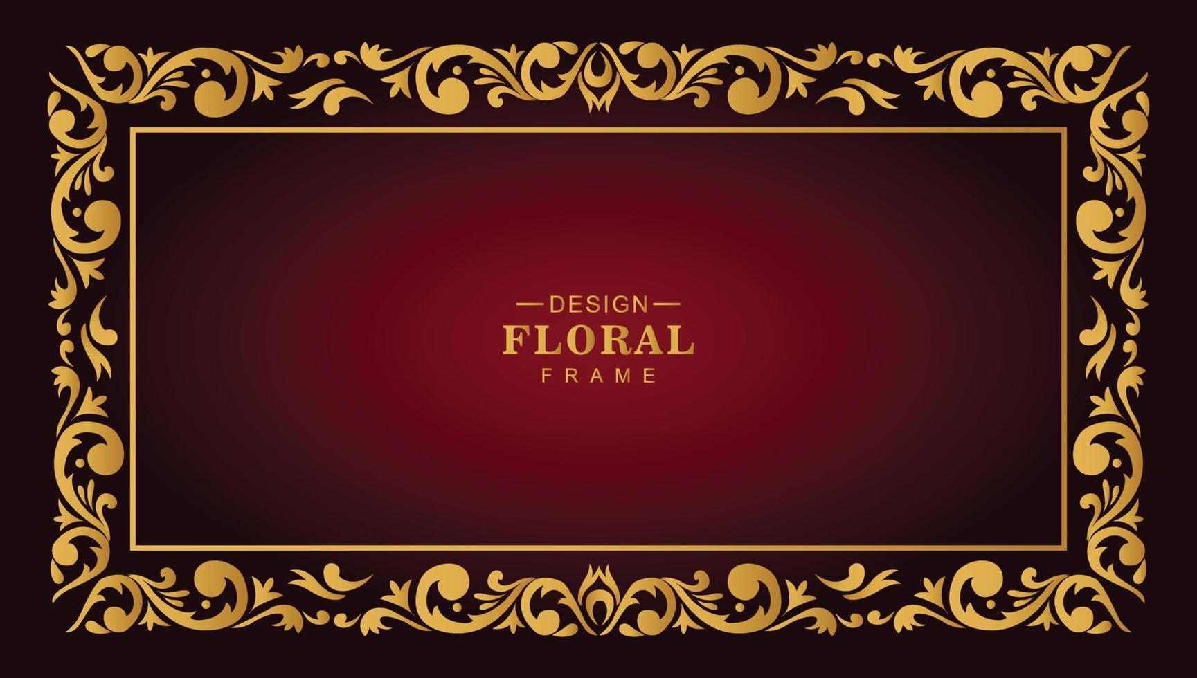 diseño de ilustración de borde de marco floral dorado artístico vector