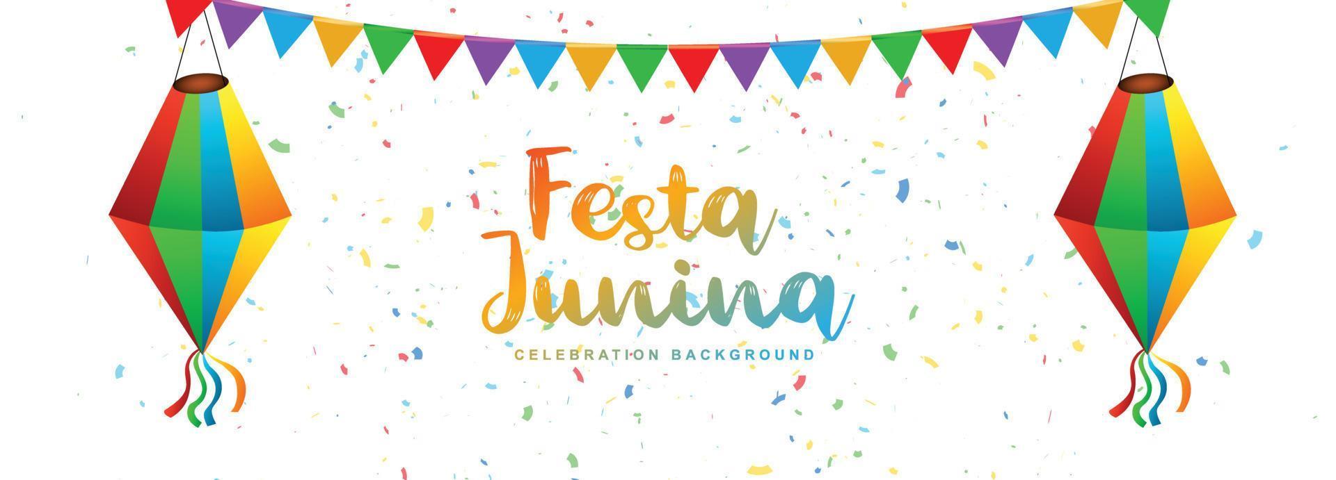 Beautiful celebration festa junina flags garland decorative banner design vector