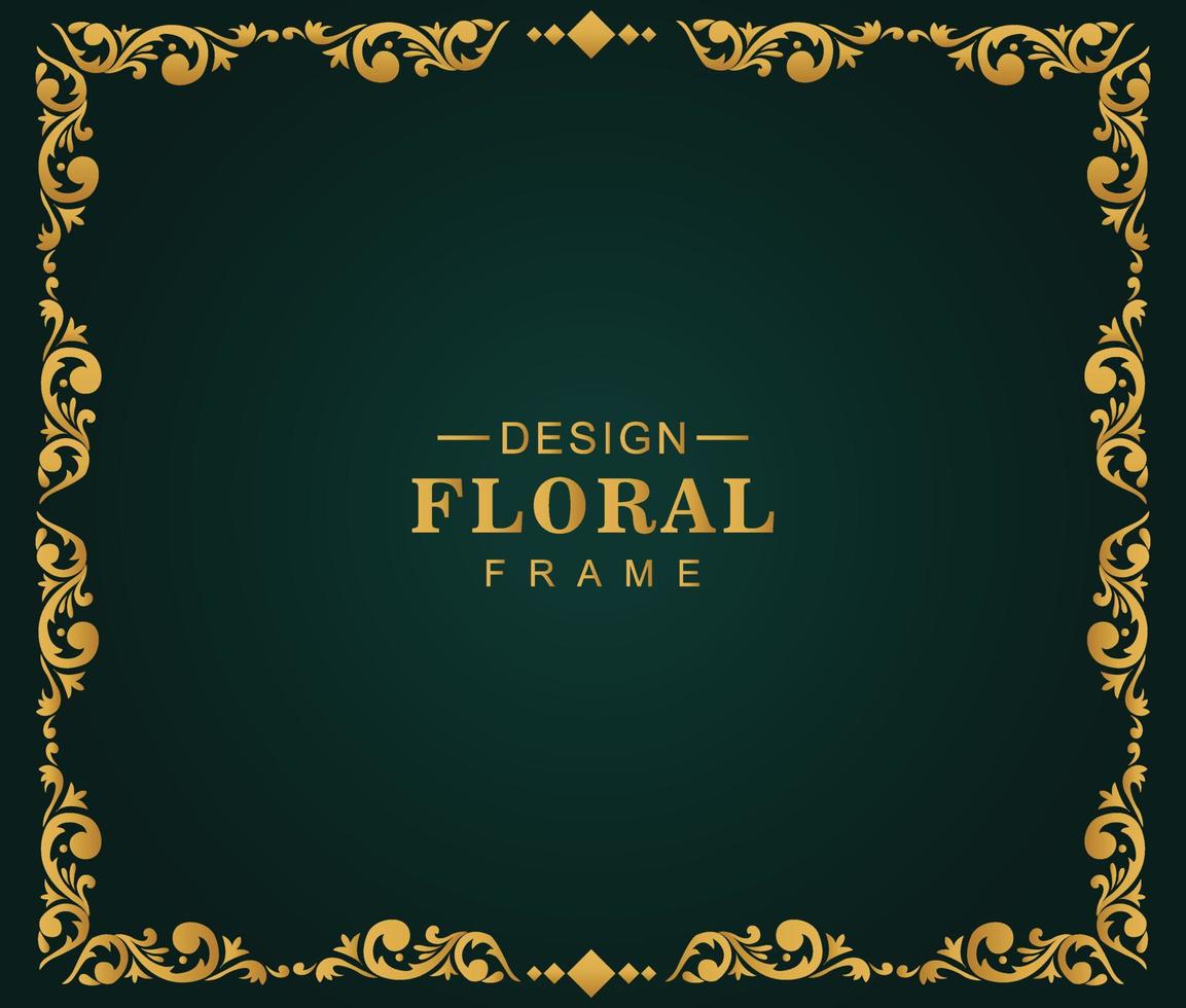 Modern golden luxury decorative floral frame design vector