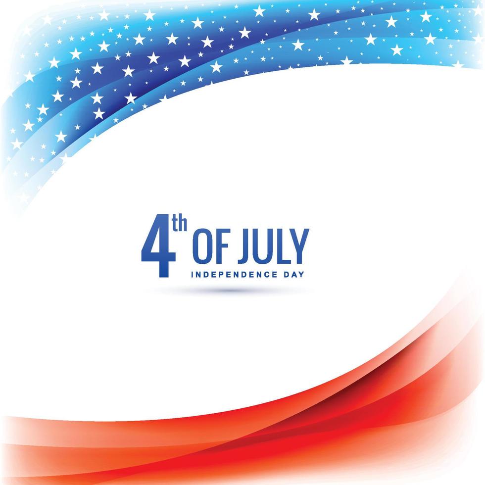 Creative 4th of july american flag style wave background vector