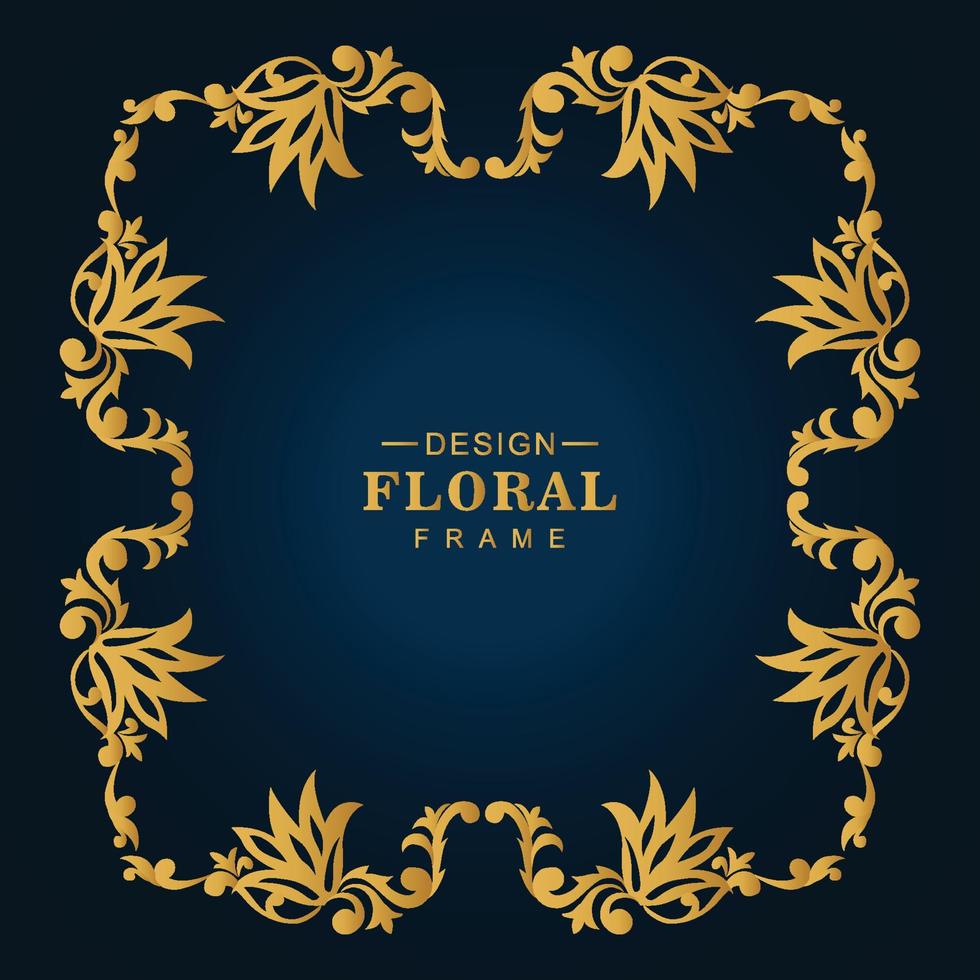 Modern golden luxury artistic floral frame background vector
