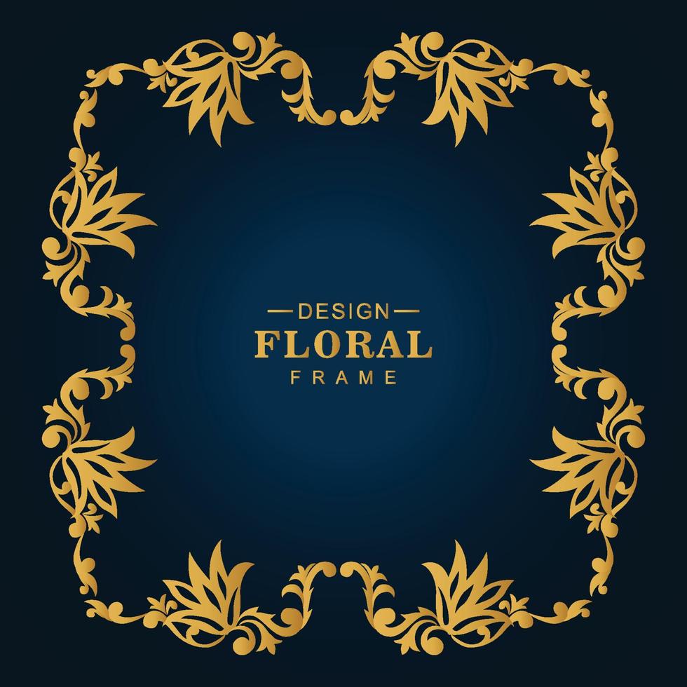 fondo de marco floral artístico de lujo dorado moderno vector