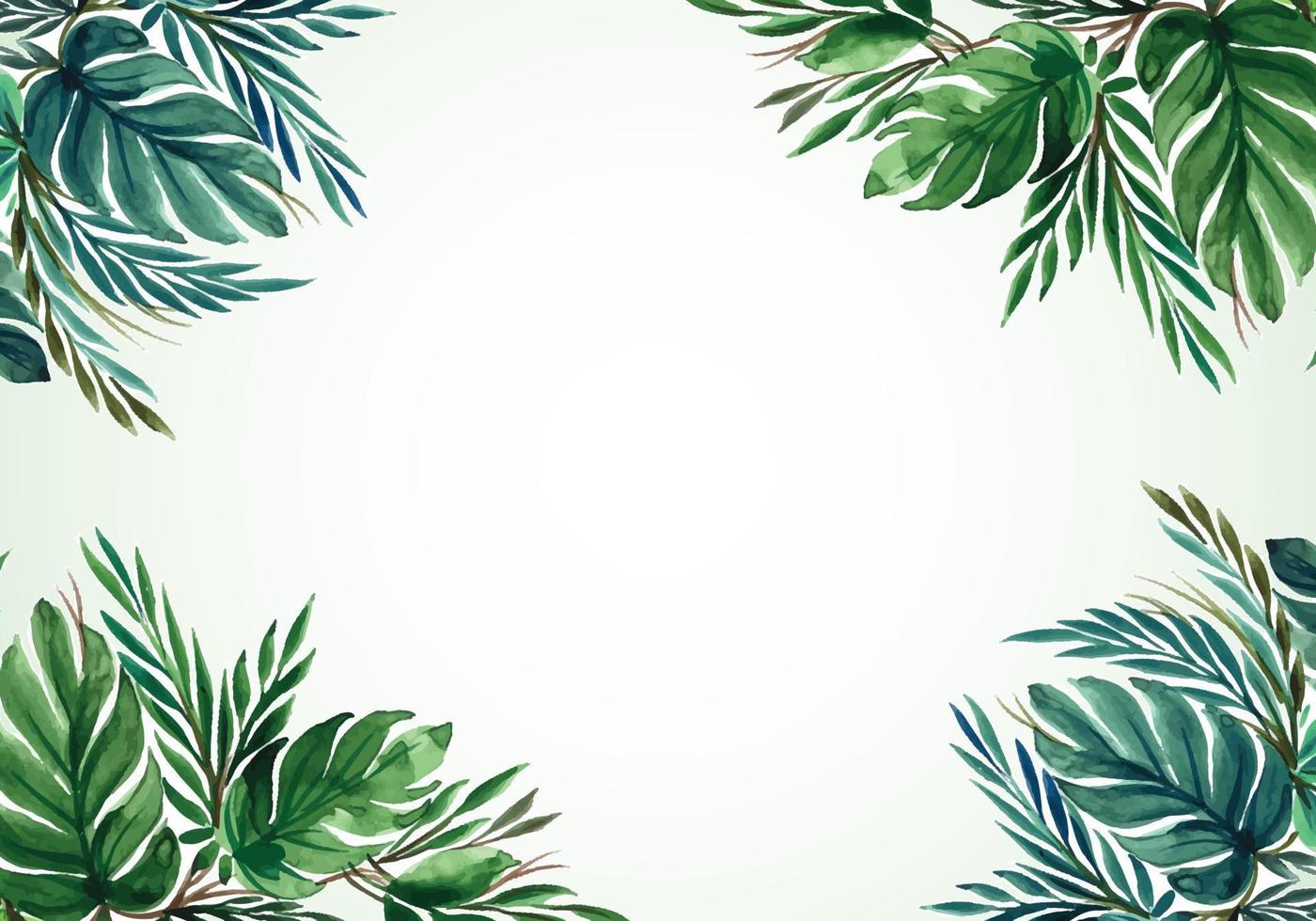 Tropical watercolor leaf bunch nature background vector