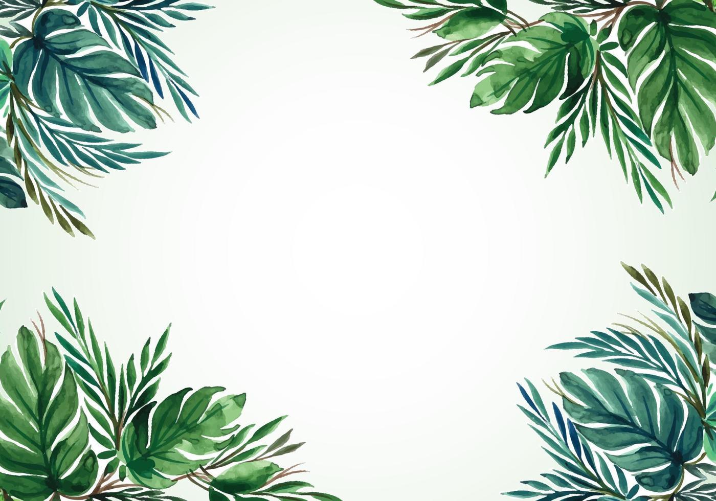 fondo de naturaleza de manojo de hojas de acuarela tropical vector