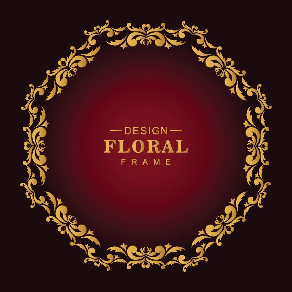 fondo de marco floral circular de lujo dorado decorativo hermoso vector