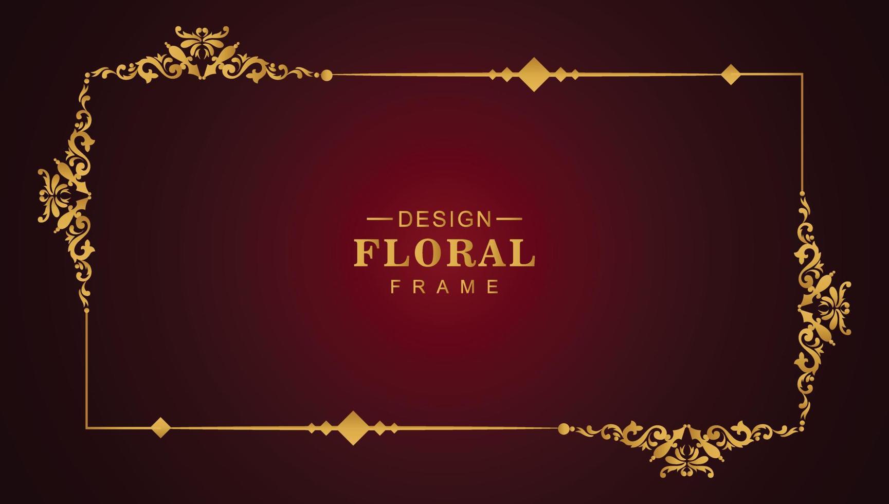 diseño de ilustración de marco floral dorado de lujo vector