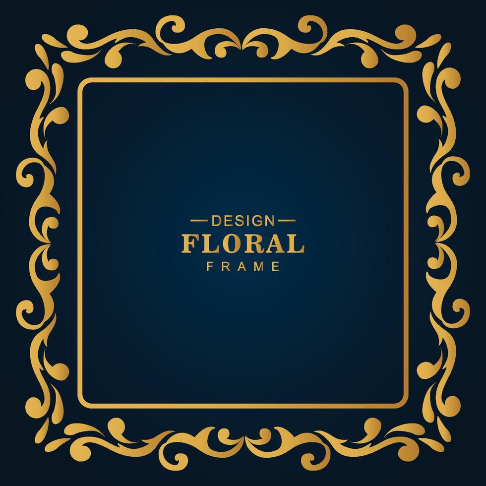 diseño de marco floral artístico de lujo dorado decorativo hermoso vector