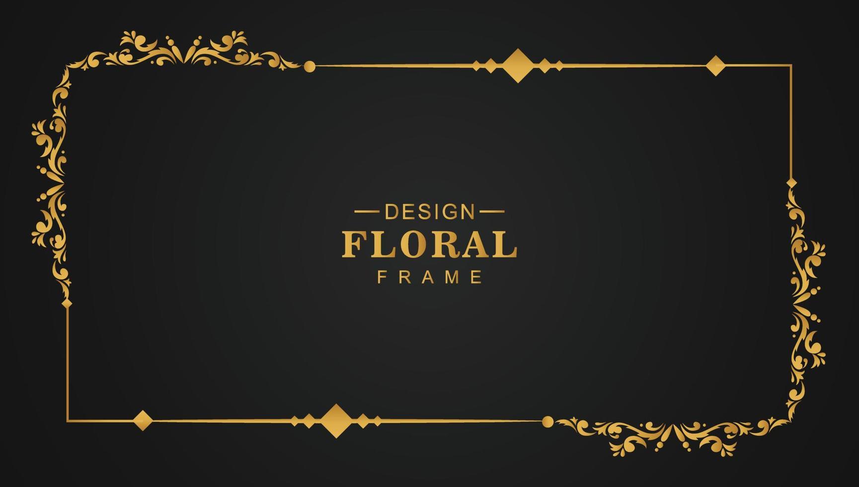 elegante diseño de marco de lujo floral ornamental dorado vector