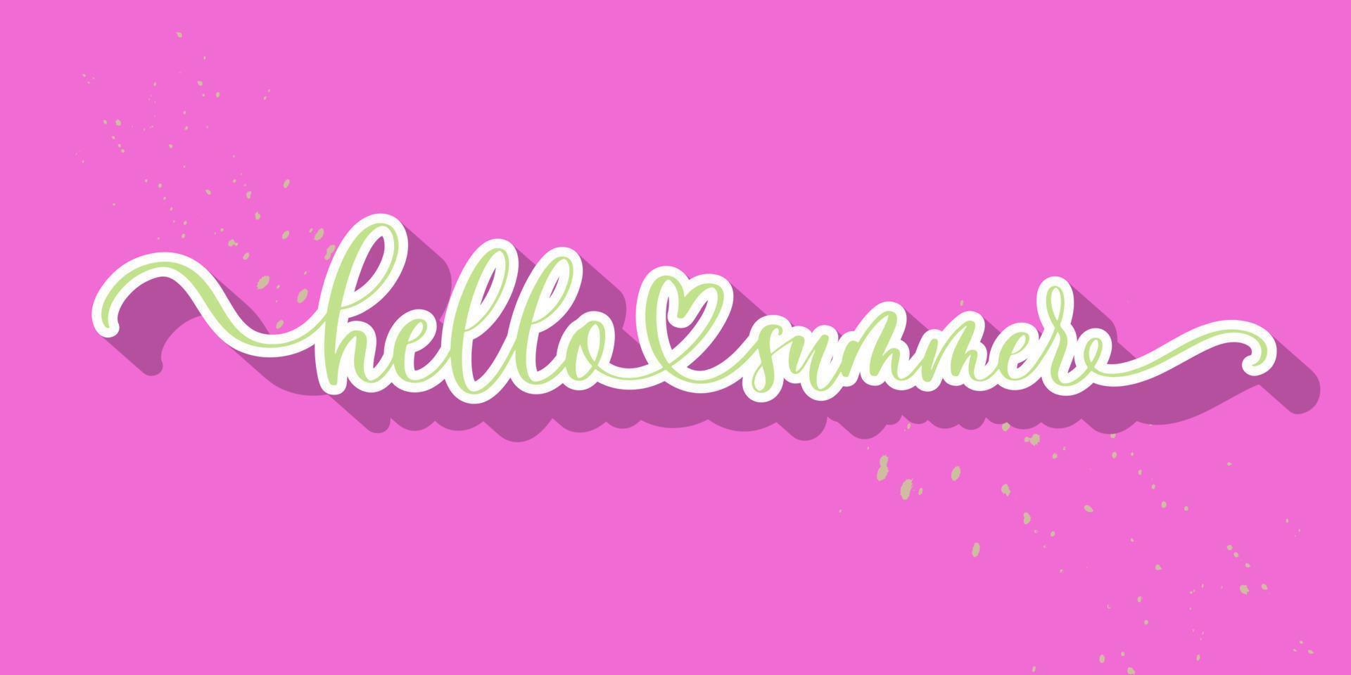 Hello Summer. Brush hand lettering composition. vector