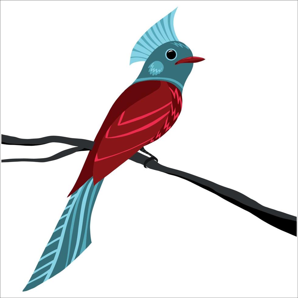 Vector illustration of fantastic colorful unusual bird in a vivid design. Tropical fauna style