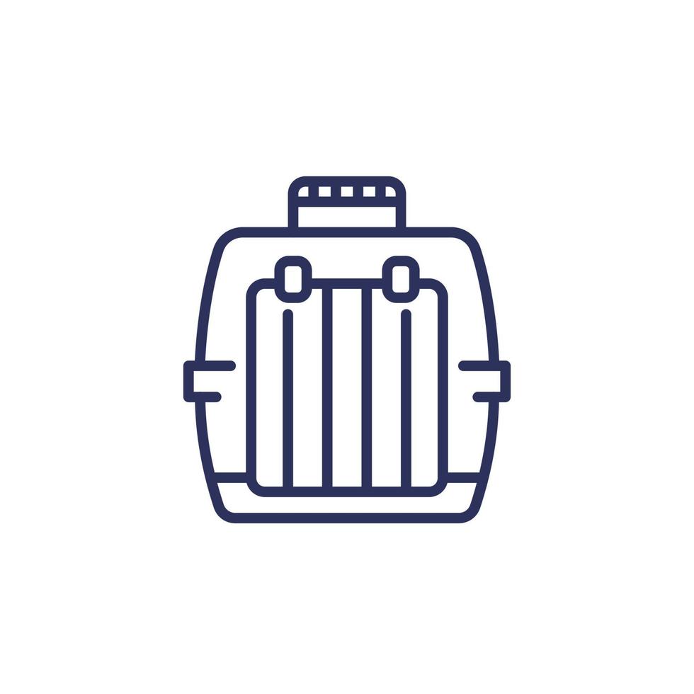 Pet carrier line icon on white vector