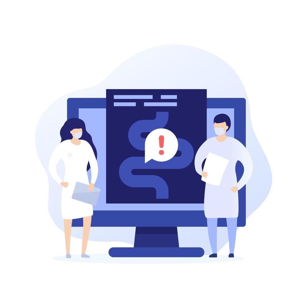 Intestines medical exam vector illustration with medics