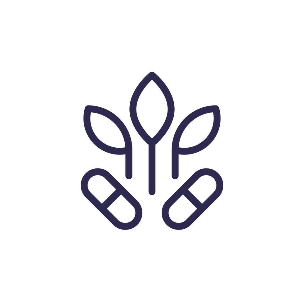 natural supplements, vitamin line icon vector