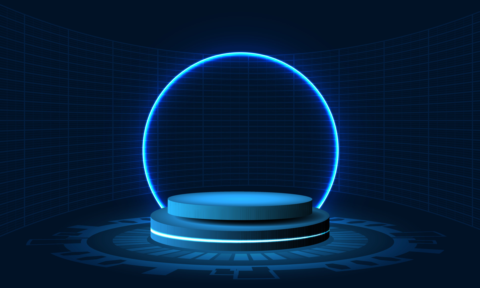 Hologram podium.futuristic circle blue vector HUD.Podium.Modern