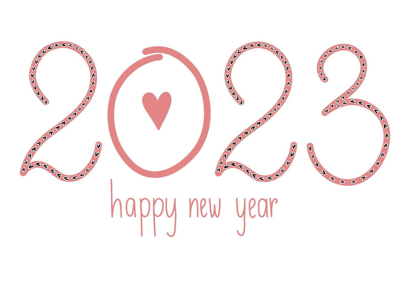 Year 2023 New Year concept illustration in pink and black colors vector