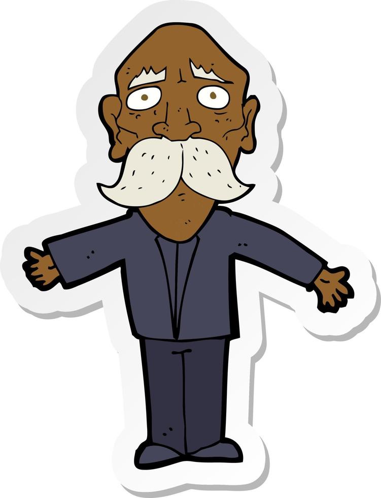 sticker of a cartoon disappointed old man vector