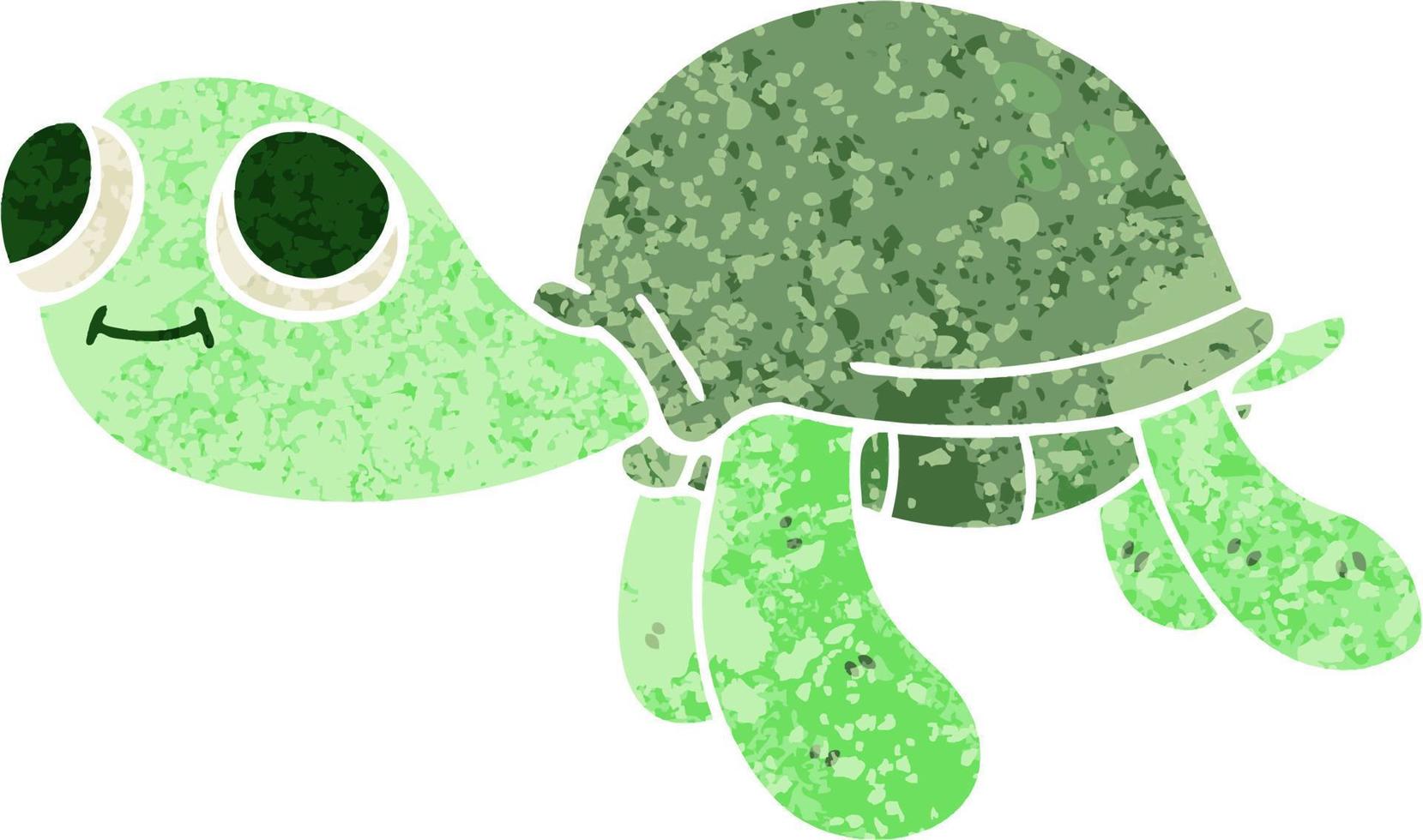 tortuga de dibujos animados de estilo de ilustración retro peculiar vector