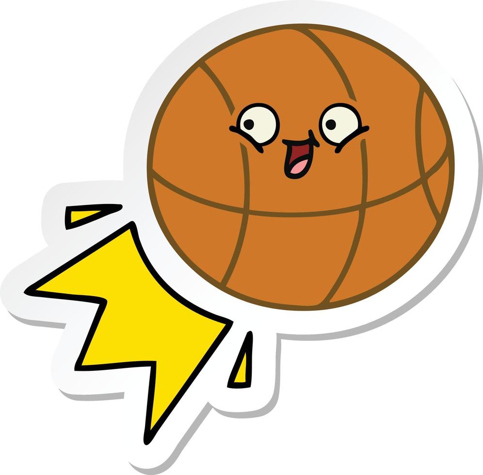 sticker of a cute cartoon basketball vector