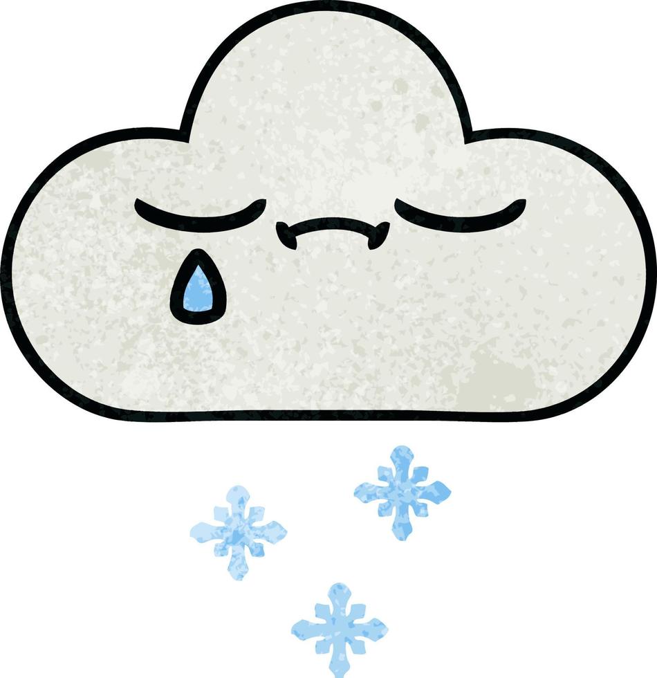 nube de nieve de dibujos animados de textura grunge retro vector