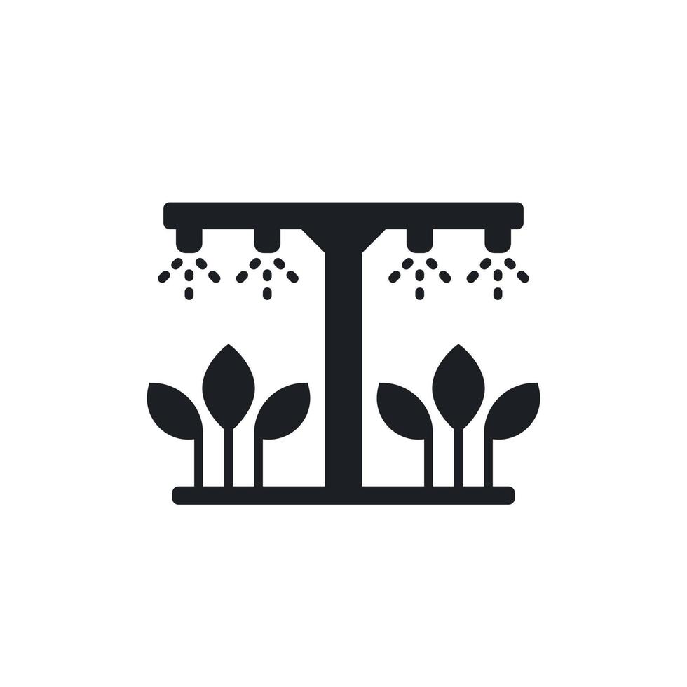 sistema de riego, icono de plantas de riego en blanco vector
