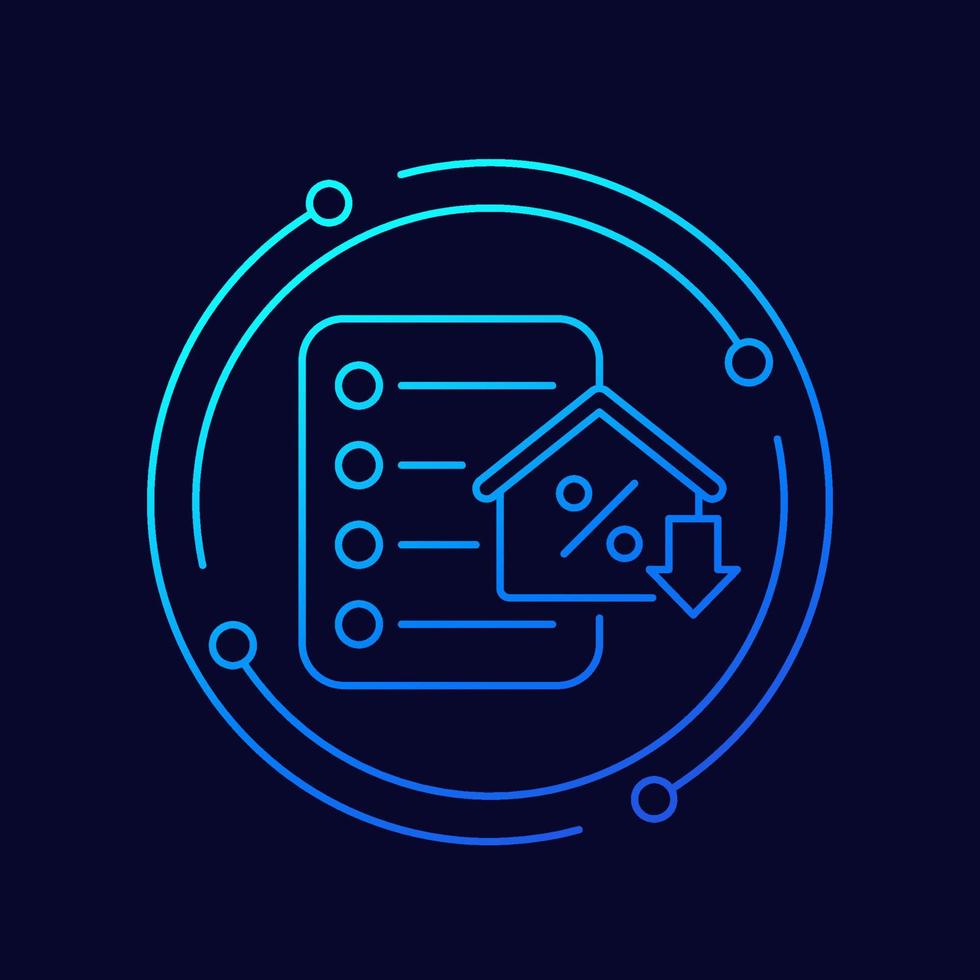 mortgage refinance, house loan line vector icon
