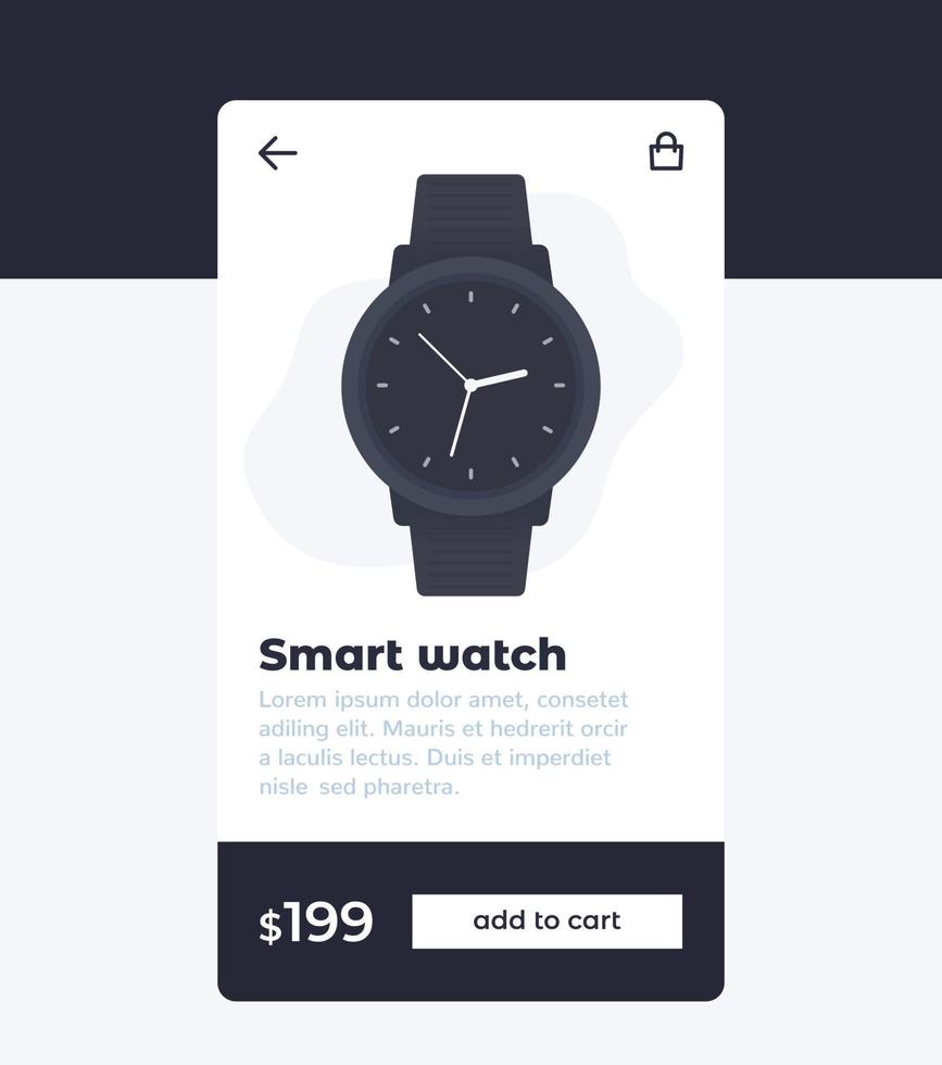 e-commerce and shopping mobile app design, buy smart watch online vector