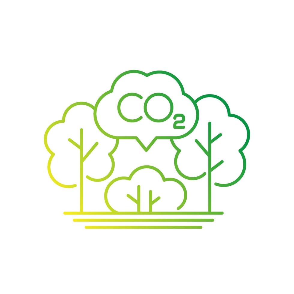 carbon offset, co2 gas reduction line icon vector