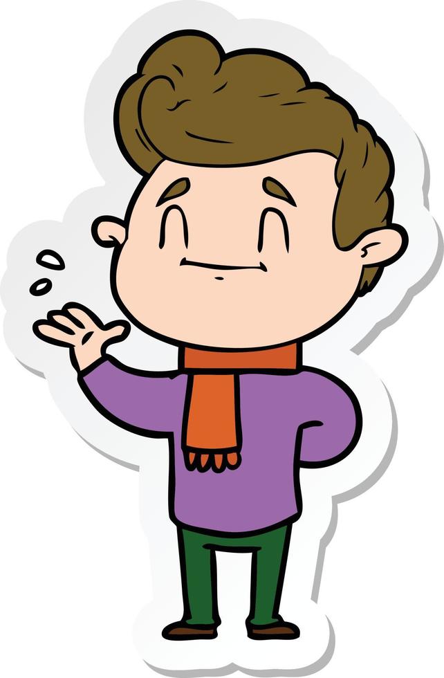 sticker of a happy cartoon man vector