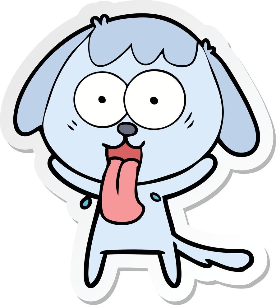 sticker of a cute cartoon dog vector