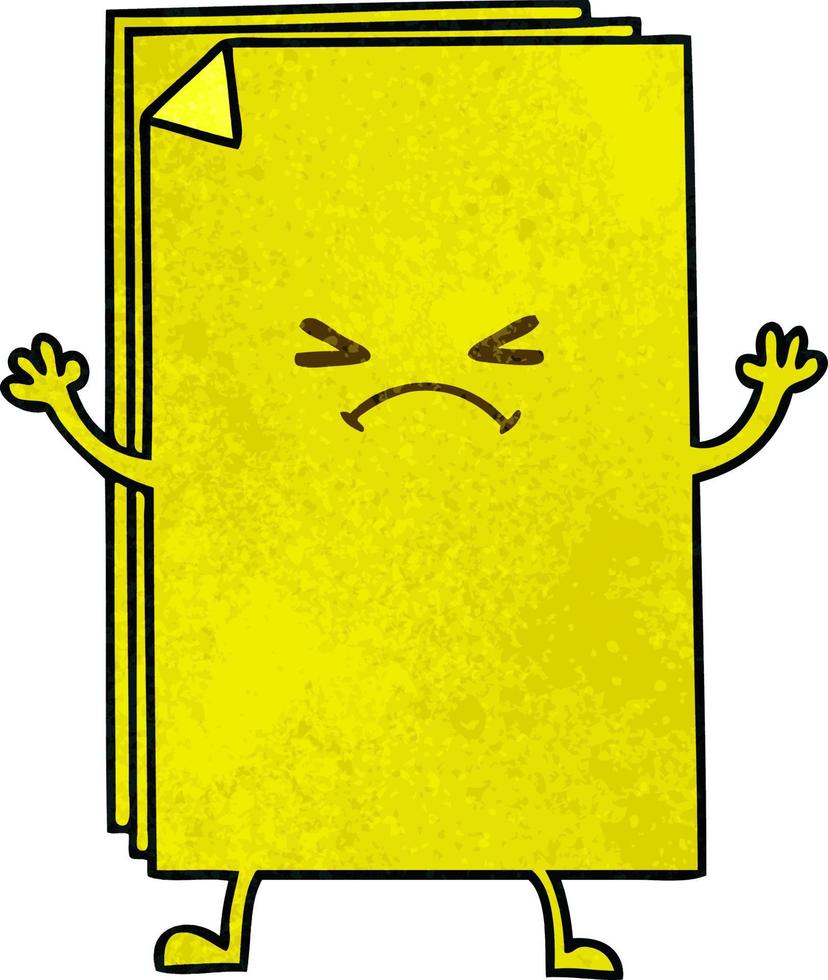 quirky hand drawn cartoon cross paper stack vector