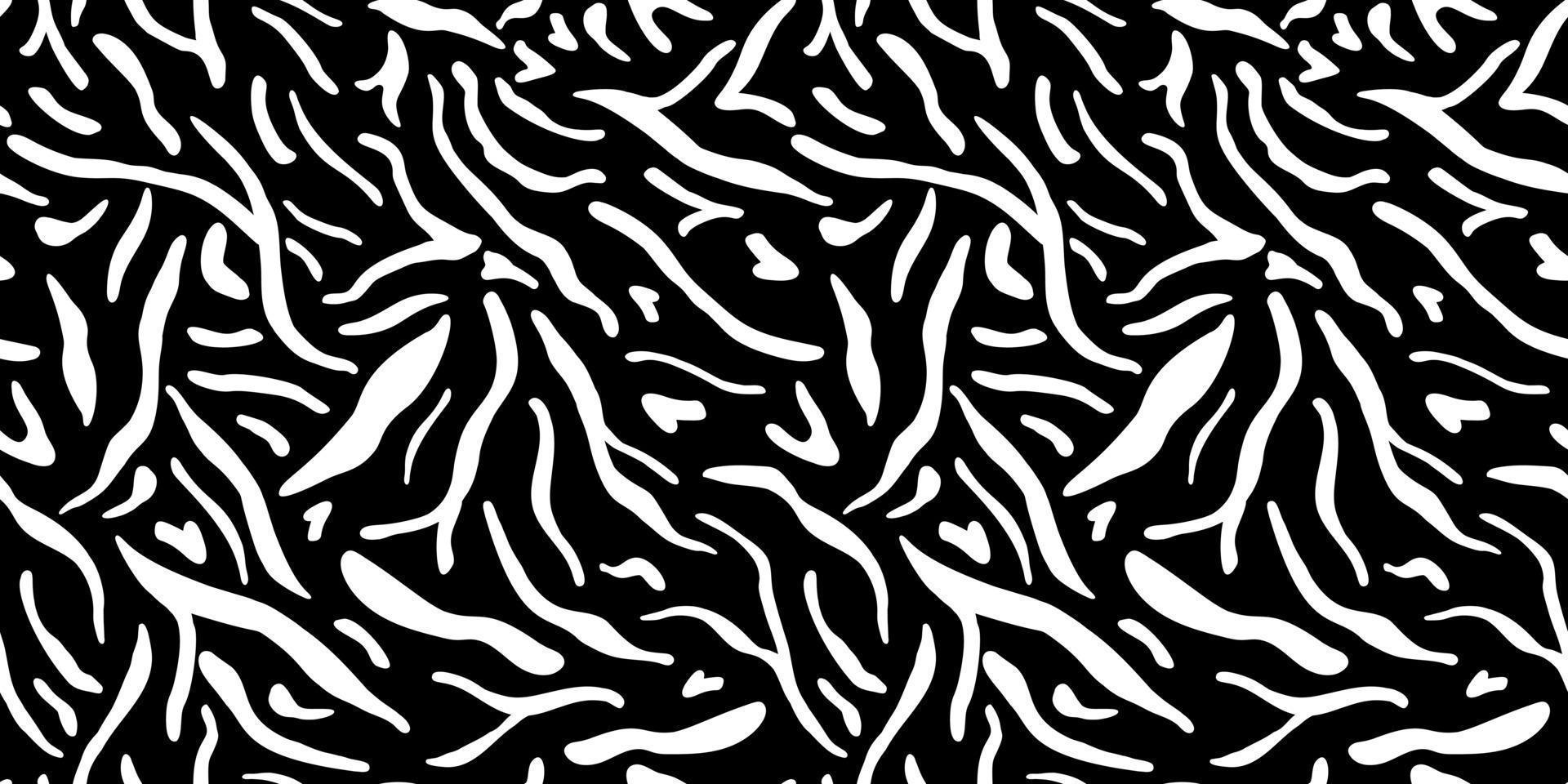 Seamless pattern animals striped on black background. Monochrome fur wild animals tiger or zebra. vector