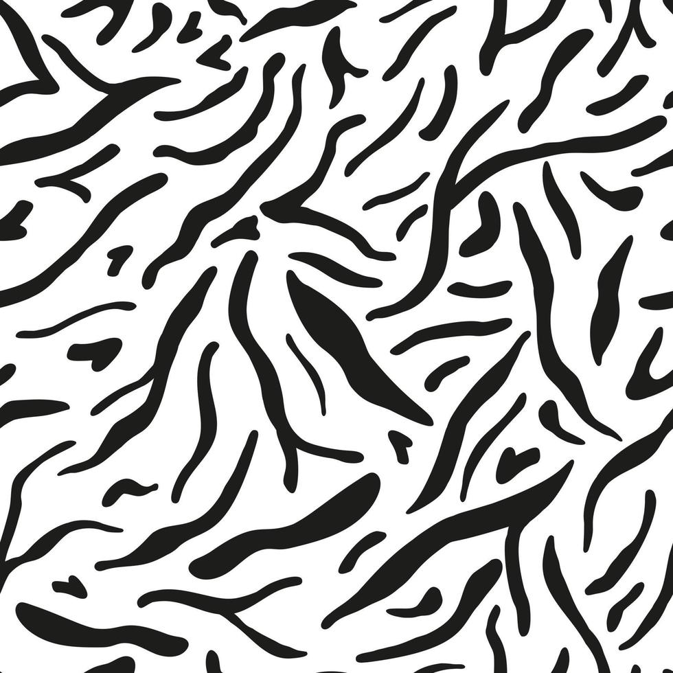 Seamless pattern animals striped on white background. Monochrome fur wild animals tiger or zebra. vector