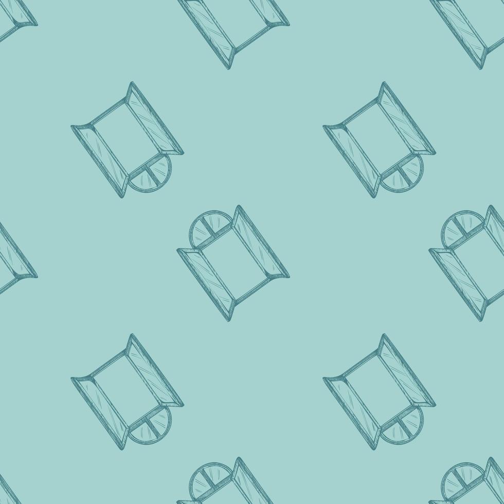 Seamless pattern of retro arch windows engraving. Vintage background cute window in hand drawn style. vector