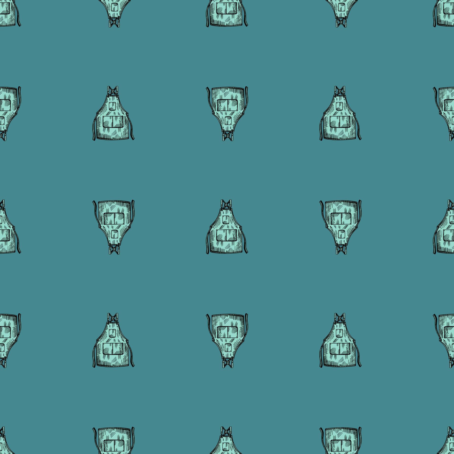Aprons engraved seamless pattern. Vintage background for kitchen in